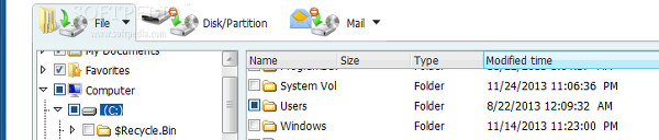 Showing the EaseUS Todo Backup file backup panel